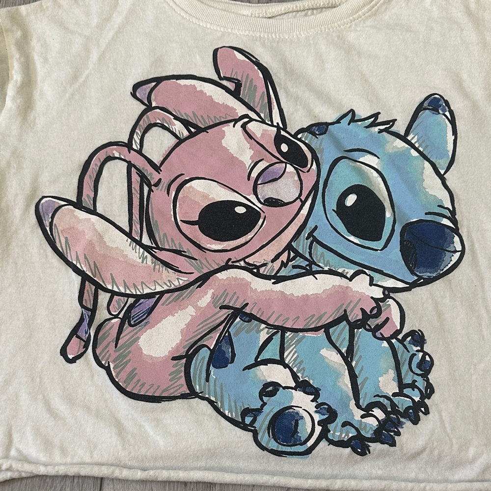 Disney Junior’s Stitch Character Cropped T-Shirt - Cream - Picture 3 of 4